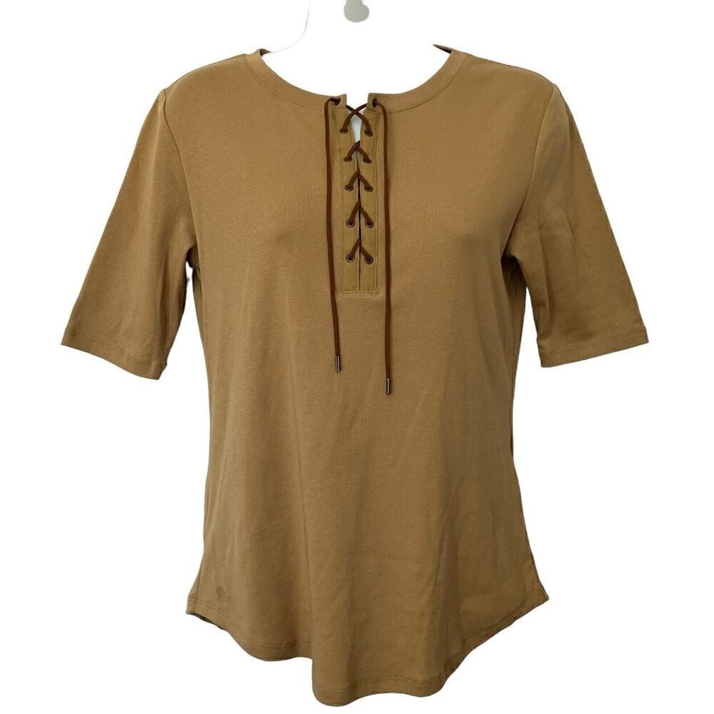 Lauren Ralph Lauren Black Label Womens Cotton Lace Up Shirt PM/M Classic Western